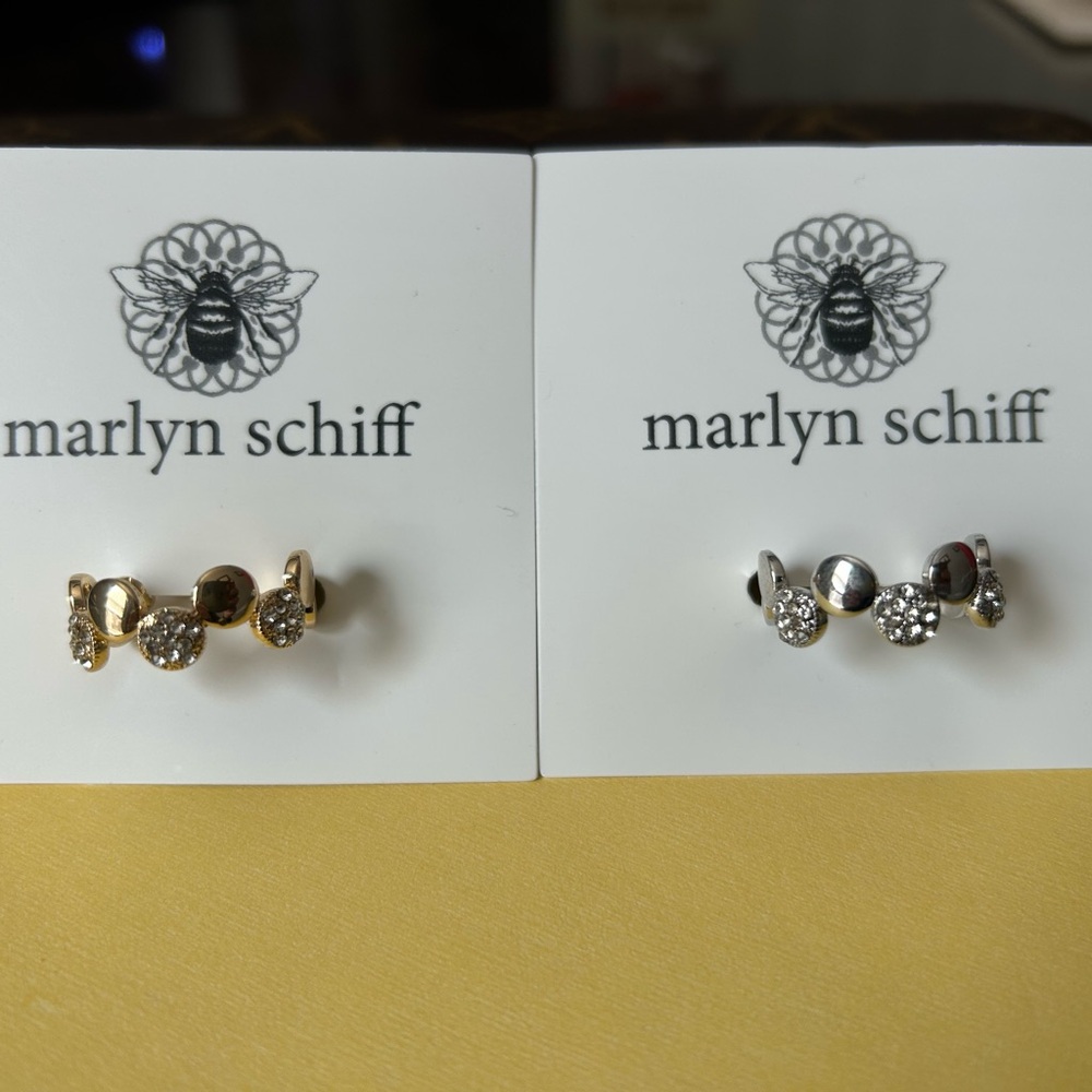 Marlyn Schiff Gold and Silver Pave Dot Adjustable Rings